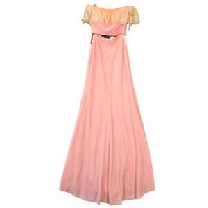 Madison James Pink 2 Piece Formal Dress NEW $240 Maxi Satin Lace Women's Size 4